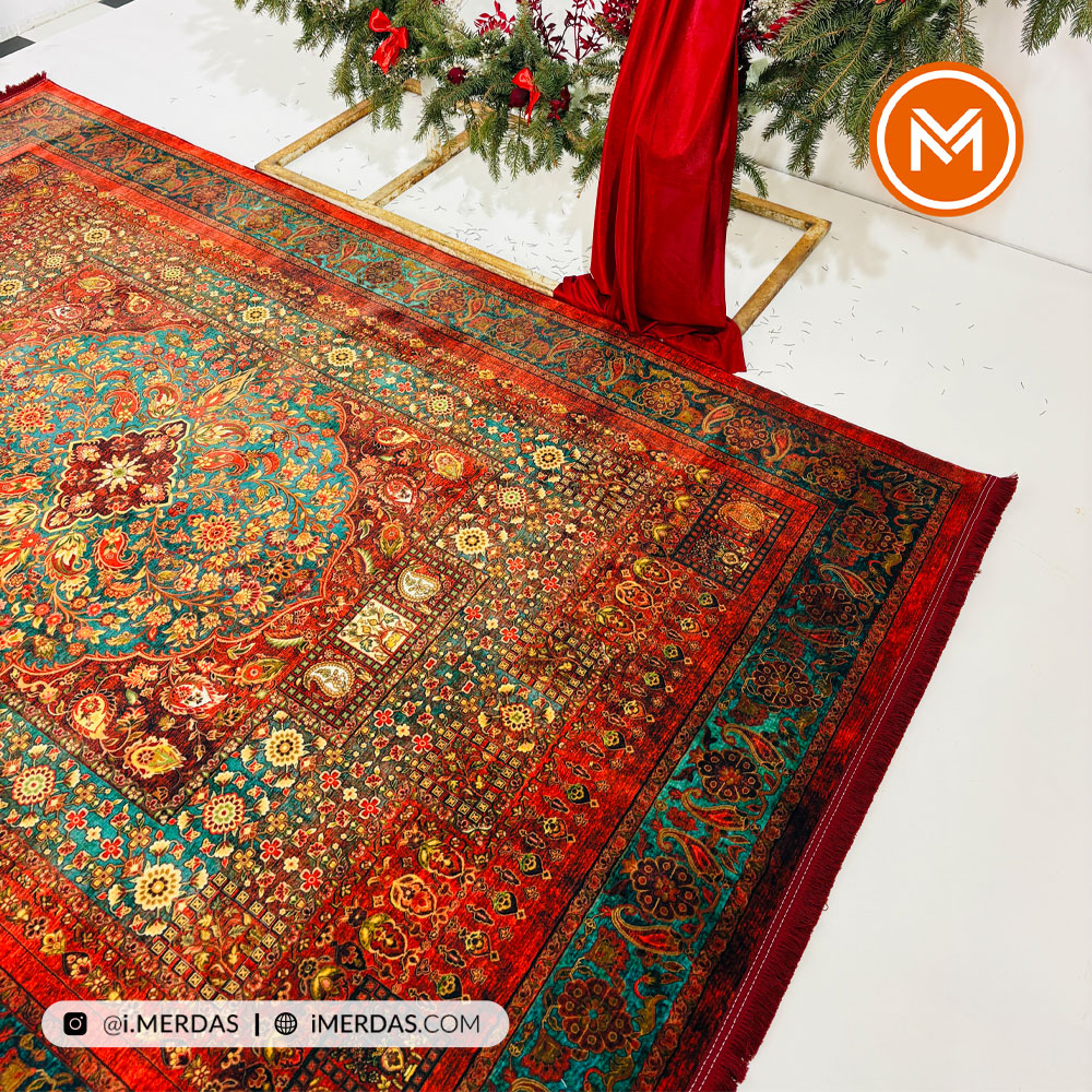 فرش کهنه نما کد 25NH0010 زمینه قرمز